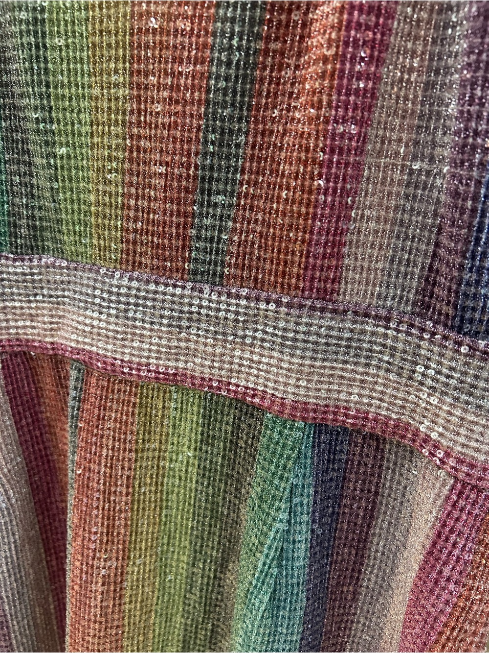 SAYLOR Meghan Rainbow Stripe Metallic Sequin Faux Wrap Midi Dress - Size XL - Picture 6 of 11